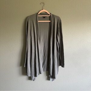 Eileen Fisher Gray Silk and Linen Open Front Cardigan Sweater Large